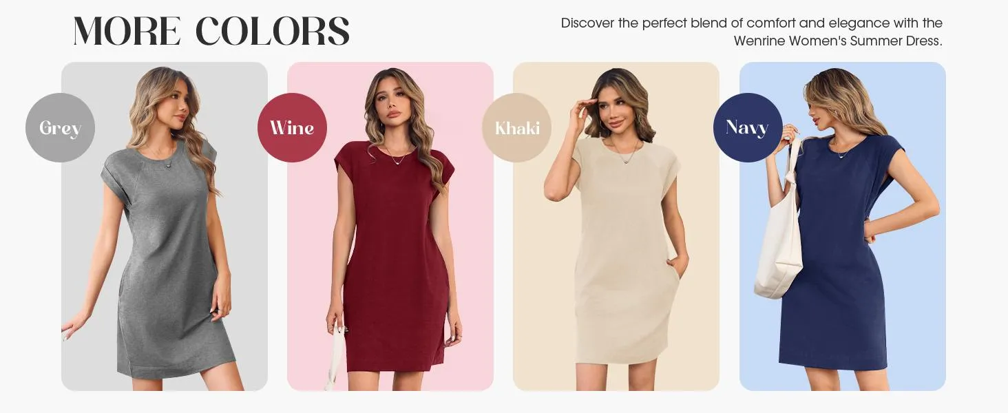 Wenrine Women's Summer T Shirt Dress Casual Cap Sleeve Crewneck Loose Shift Mini Dresses Wenrine Women's Summer T Shirt Dress Casual Cap Sleeve Crewneck Loose Shift Mini Dresses